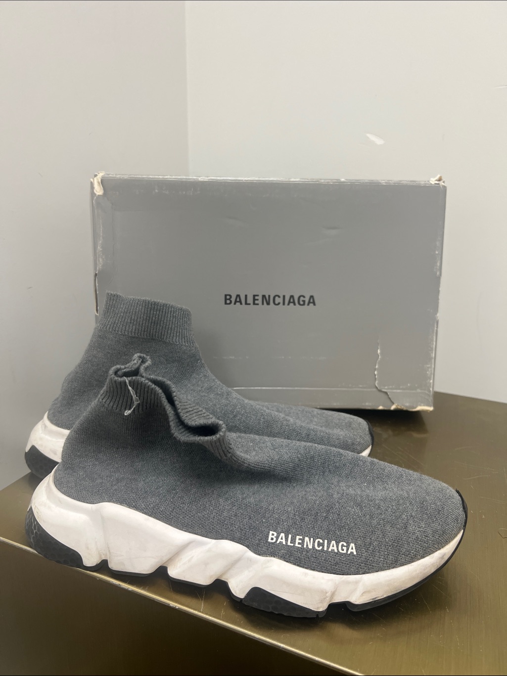 Balenciaga Charcoal Grey Sock-Style Speed Trainers